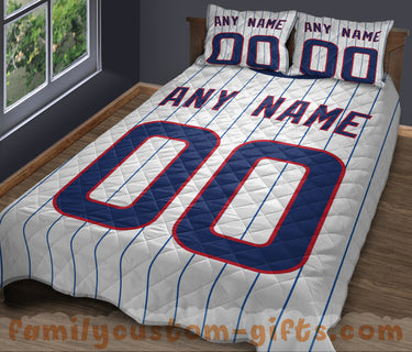 Custom Quilt Sets Chicago Jersey Personalized Baseball Premium Quilt Bedding for Boys Girls Men Women